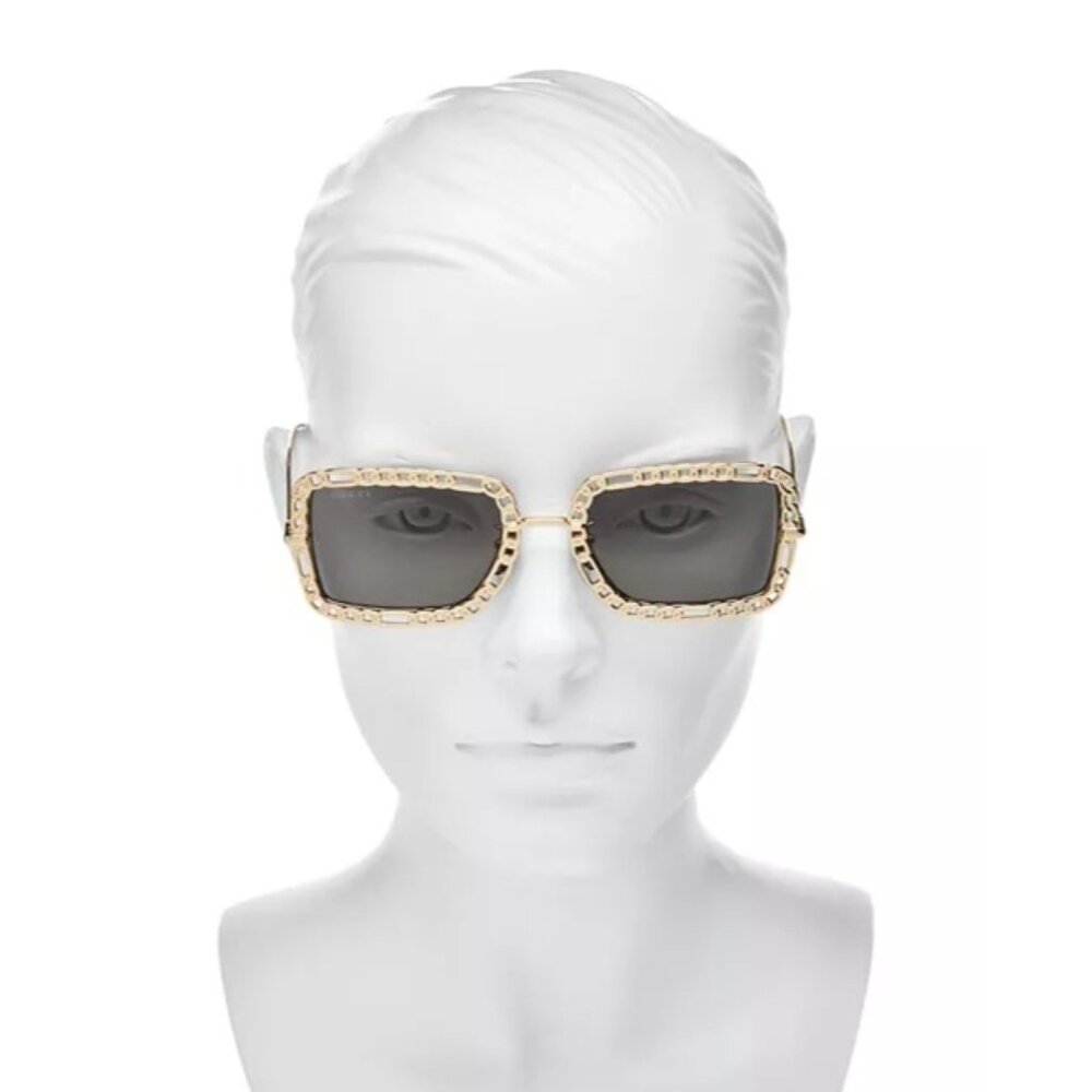 Gucci GG 1112S 001 gold chain Square Sunglasses, 54mm NEW - Picture 12 of 12